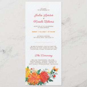 Programme Mariage Pastel Orange Yellow Spring Dahlia Fleurs