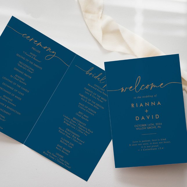 Programme Mariage plié classique bleu marine (Créateur téléchargé)