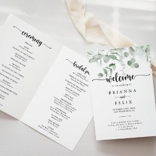 Programme Mariage plié classique vert Eucalyptus Foliage