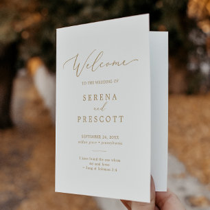 Programme Mariage plié Delicate Gold Calligraphy