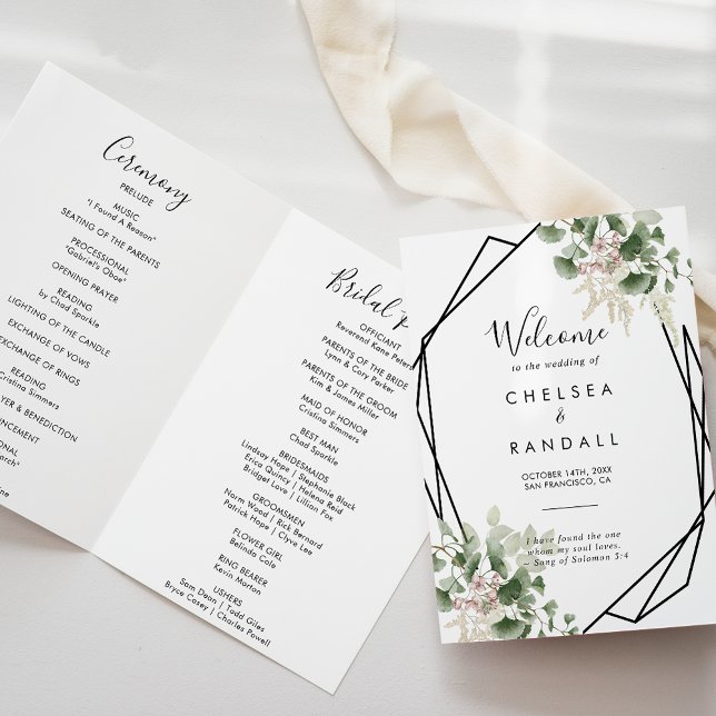 Programme Mariage plié géométrique de feuillage floral d'été (Créateur téléchargé)