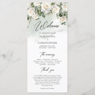 Programme Mariage romantique boho blanc roses et verdure