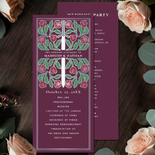 Programme Mariage Royal Épée Fleur Médiévale Mauve Argent