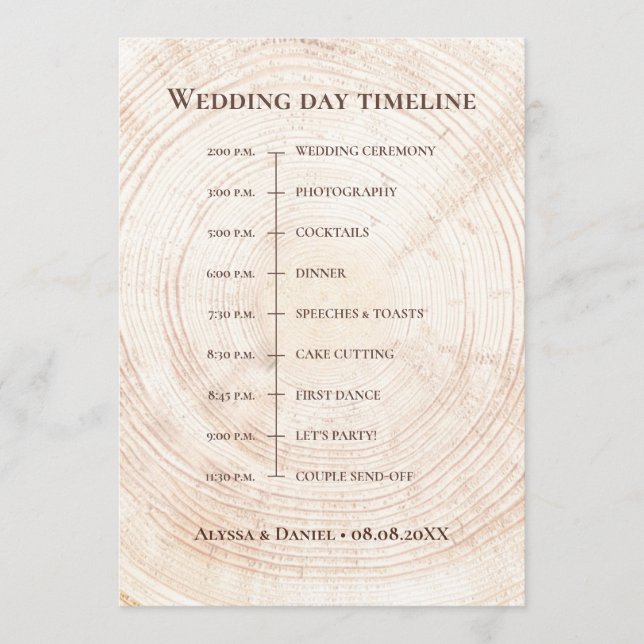 Programme Mariage rustique.Barre d'arbre - Chronologie perso (Devant)