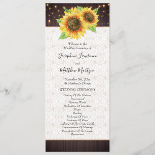 Programme Mariage rustique de dentelle de tournesol