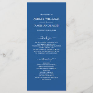 Programme Mariage simple et minimaliste chic en bleu Script