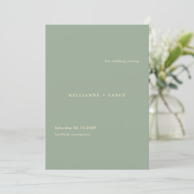 Programme Mariage Simple Vert Sauge Moderne (Debout devant)