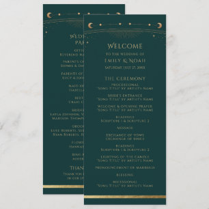 Programme Mariage Soleil Lune Étoiles Or Vert Deep Green