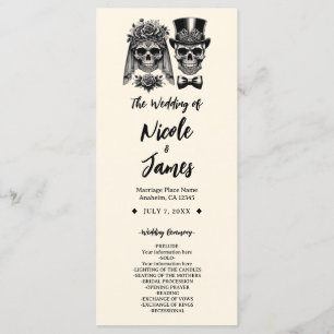 Programme Mariage squelette vintage noir et or crème 