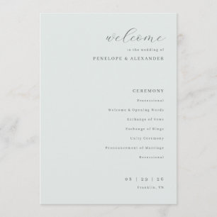 Programme Mariage Typographique à la Menthe Sophistiqué