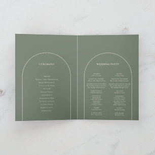 Programme Mariage vert simple Boho Arch Sage plié