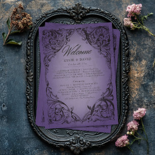 Programme Mariage Violet Vintage Chauve-Souris Jusqu'à la Mo