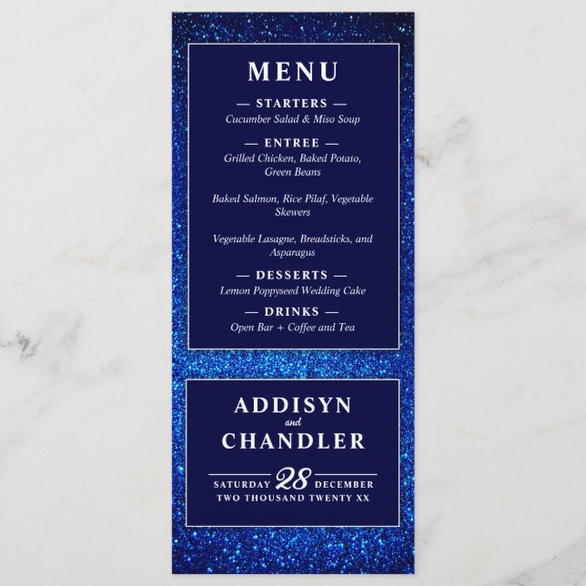 Programme Marine Bleu et Blanc Élégant Simple Mariage modern (Devant)