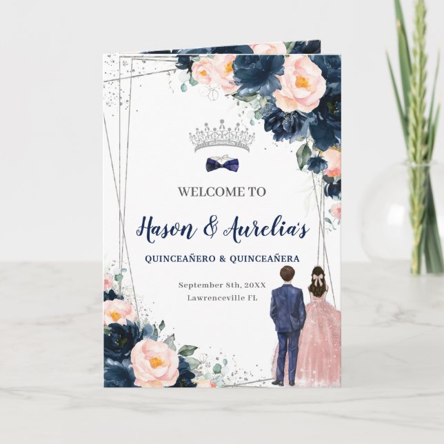 Programme Marine Blue Blush Floral Twins Garçon fille Quince (Devant)