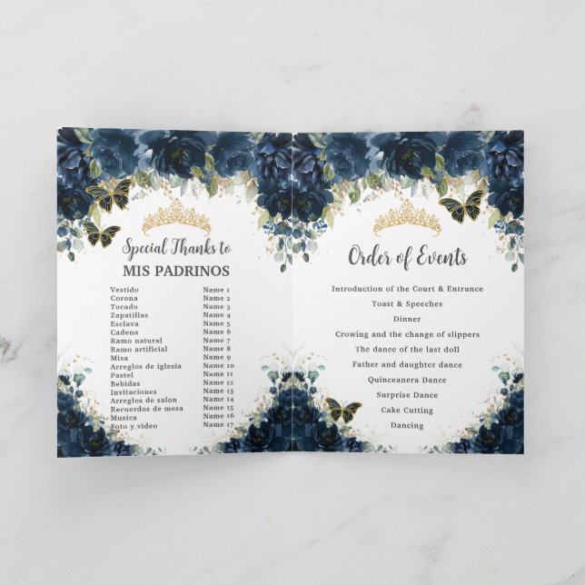 Programme Marine Floral or Quinceañera Ordre des événements (Intérieur)