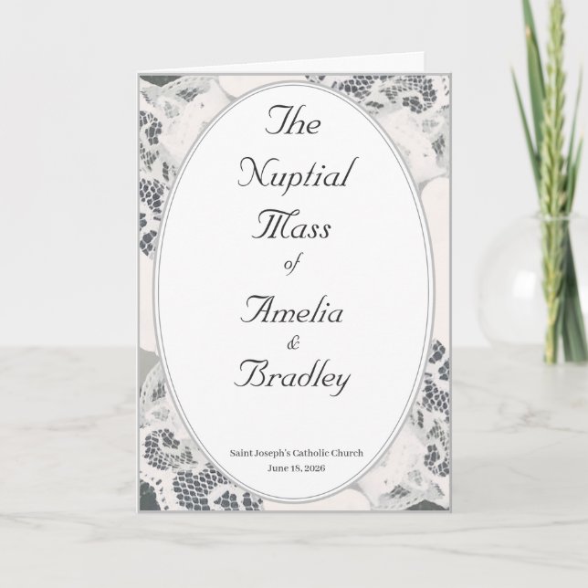 Programme Messe de mariage catholique au Champagne Rose Lace (Devant)