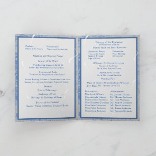 Programme Messe nuptiale en marbre bleu et gris avec photo
