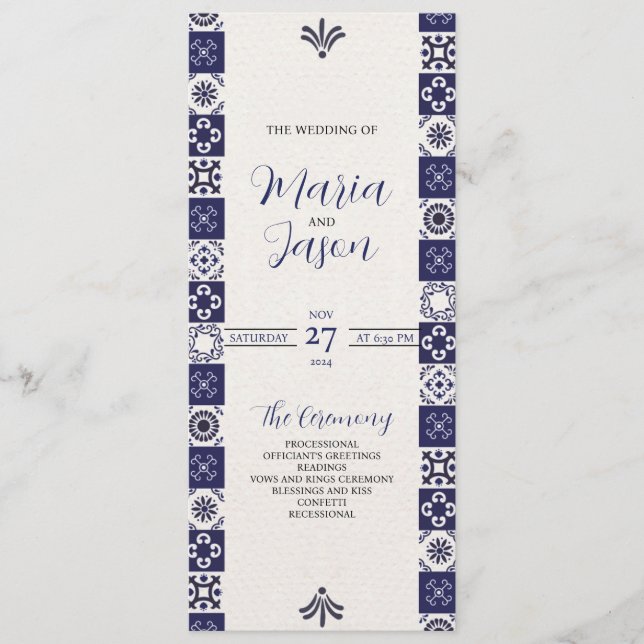 Programme Mexique Talavera Majolica Marine Bleu Blanc Mariag (Devant)