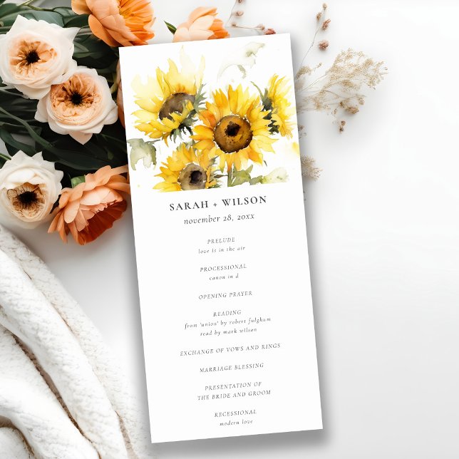 Programme minimal de mariage rustique de tournesol (Créateur téléchargé)