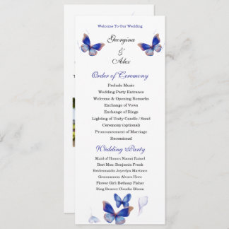 Programme Minimalist Blue Editable Photo Wedding Program