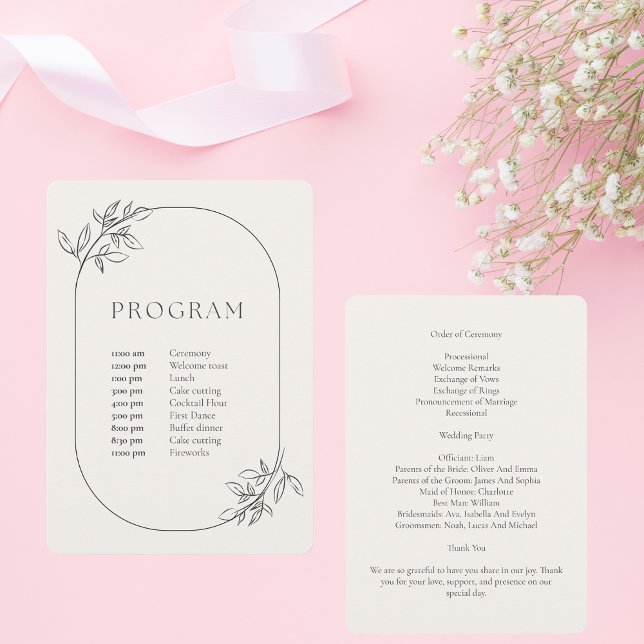 Programme Minimaliste de Mariage Crème (Créateur téléchargé)