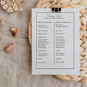 Programme minimaliste de Mariage de monogramme noi