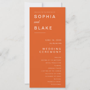 Programme minimaliste de mariage orange d'incendie