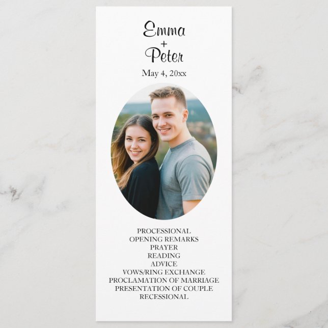Programme minimaliste de mariage plat ovale (Devant)