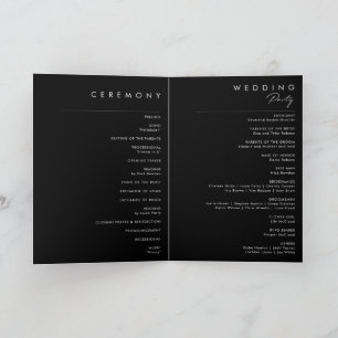 Programme Minimaliste moderne Black Folded Wedding Program