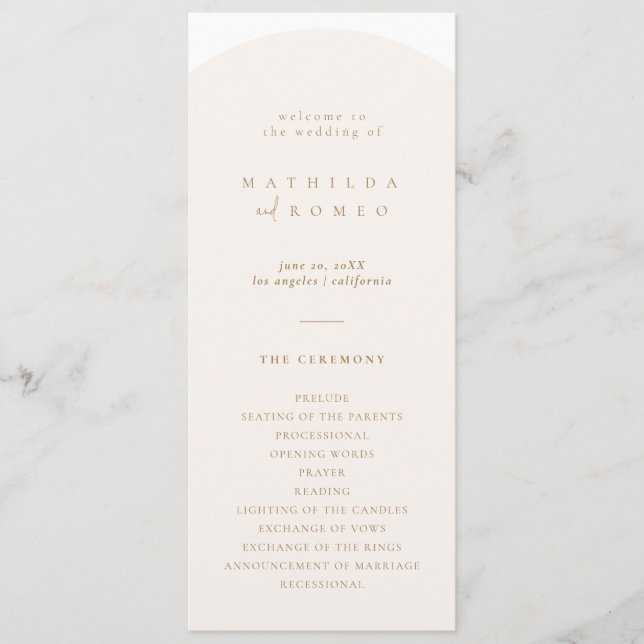 Programme minimaliste moderne de mariage d'arc (Devant)