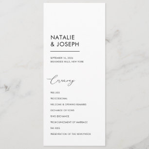 Programme Minimaliste noir et blanc Simple Mariage catholiqu