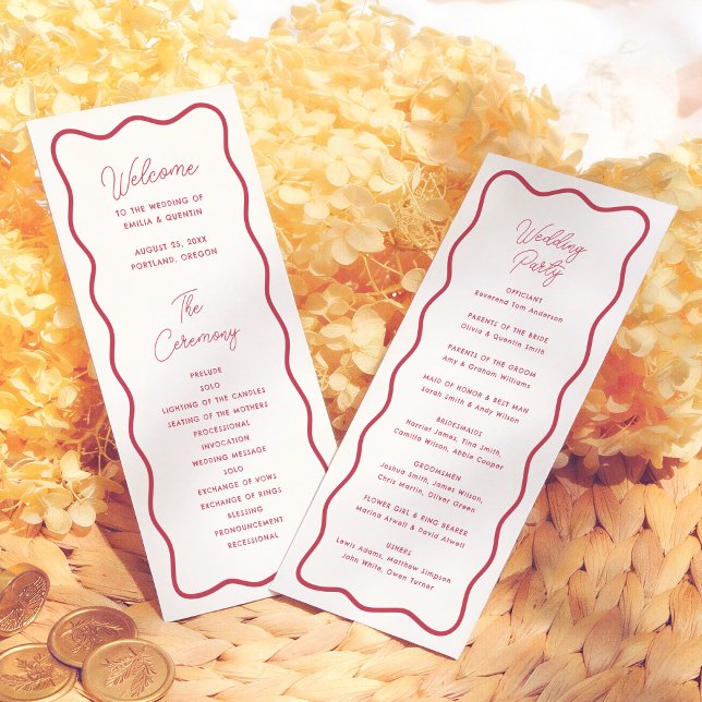 Programme Modern Bold Wavy Frame Retro Red Wedding (Créateur téléchargé)