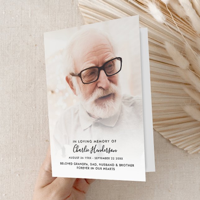 Programme Modern Folded 4-Page 1-Photo Celebration of Life (Créateur téléchargé)