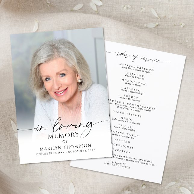 Programme Modern Funeral Memorial Photo In Loving Memory (Créateur téléchargé)