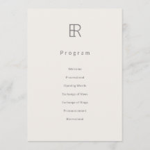 Modern Minimal Monogram Wedding Program