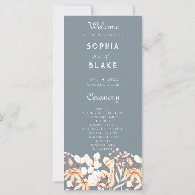 Programme moderne Boho Garden Grey Wedding (Devant)