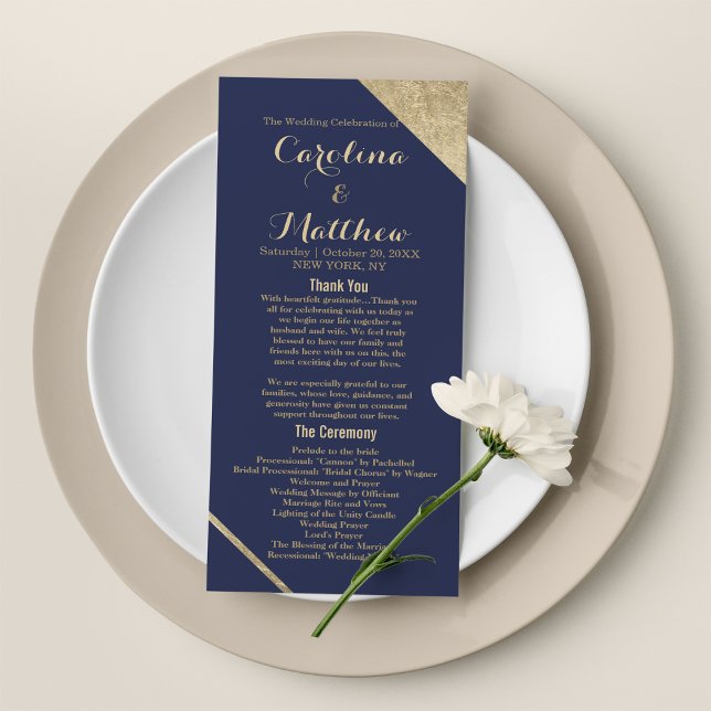 Programme moderne chic marine bleu faux or glam (Modern chic navy blue faux gold glam Program )