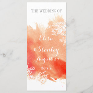 Programme moderne de mariage aquarelle corail réci