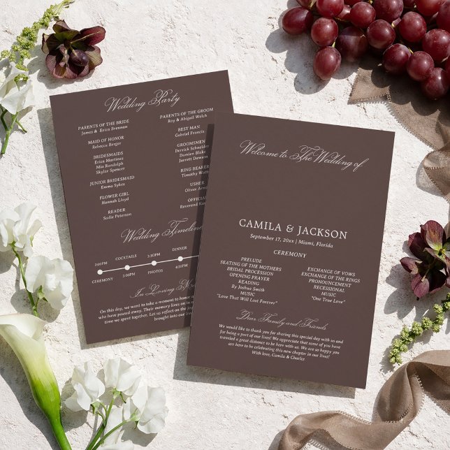 Programme Moderne de Mariage Brun Plat (Créateur téléchargé)