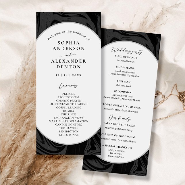 Programme moderne de mariage en marbre noir (Créateur téléchargé)