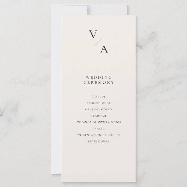 Programme moderne de mariage ivoire Monogramme (Devant)