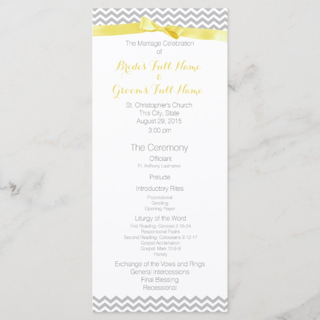 Programme moderne de mariage Motif Zigzag (Devant)