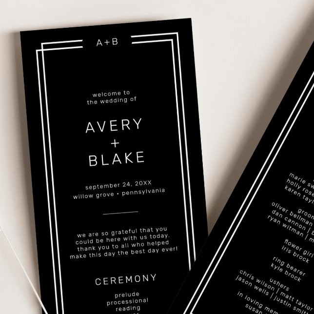 Programme moderne de mariage noir / AVERT (Modern Black Wedding Program / AVERY)