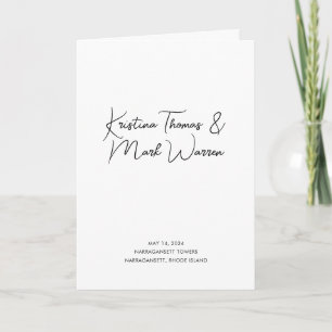 Programme moderne de mariage plié noir et blanc