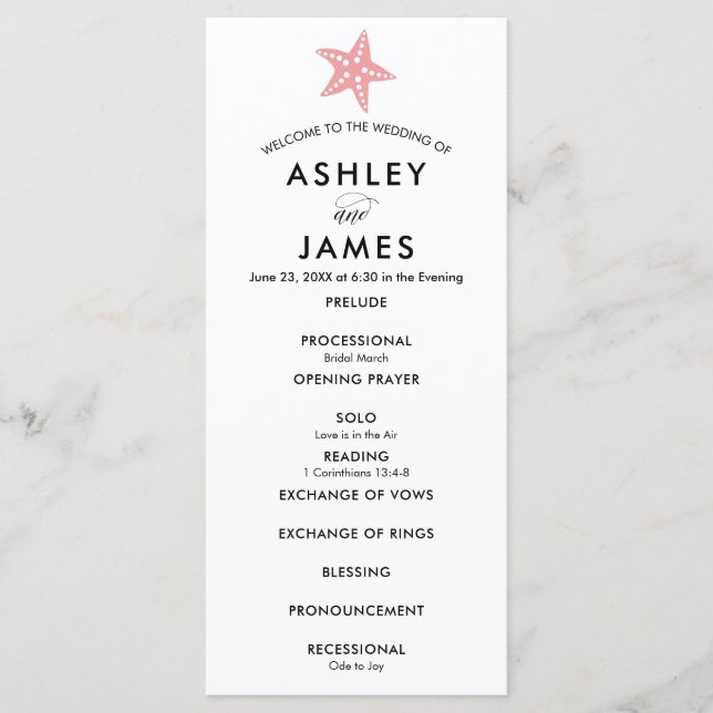 Programme moderne de mariage pour la cérémonie de  (Devant)