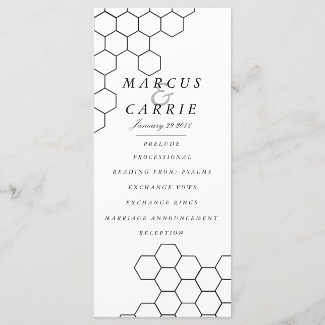 Programme moderne de mariage sur peigne de miel (Devant)