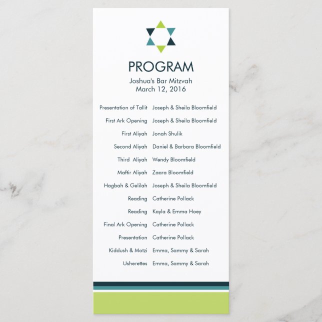 Programme moderne Star Bar Mitzvah (Devant)