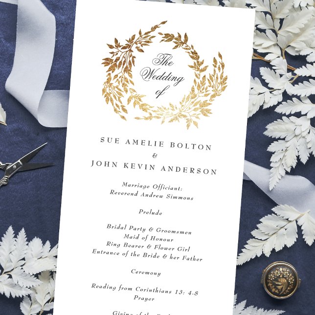 Programme Monogramme d'or classique Mariage de crête botaniq (Créateur téléchargé)