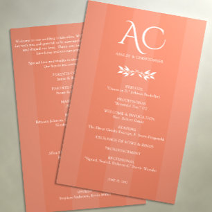Programme Monogramme minimaliste Mariage rouge en cuivre ray