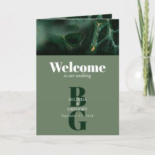 Programme Monogramme vert moderne Ordre de service